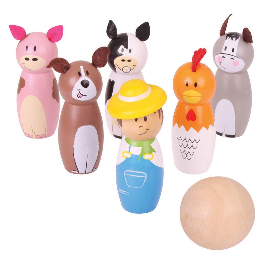Bigjigs Hölzerner Bowlingset-Bauernhof (BJ955)