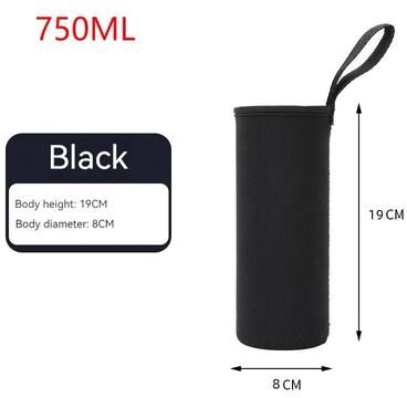 Uplift Essentials Portable Neoprene Water Bottle Holder Pouch With Adjustable Strap For Travel black 750ml 1