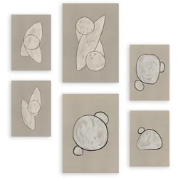 POSTER Set Mit 6 Kosmische Kontur In Form Abstracts Ästhetische Dekorative Gemälde Für Ihr Wohnzimmer, Schlafzimmer, Zuhause A3 & A4 Rahmenlos