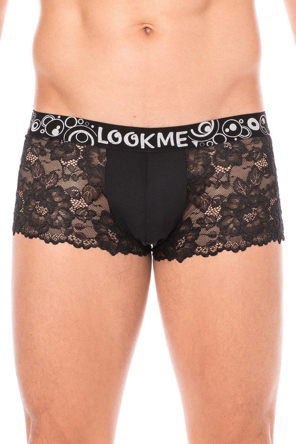 Look Me Boxer noir en dentelle délicate