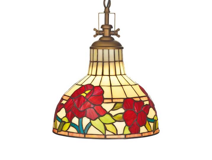Artistar Tiffany Hängeleuchte Yria, Multicolour, für Wohn- / Esszimmer, Metall, Tiffany