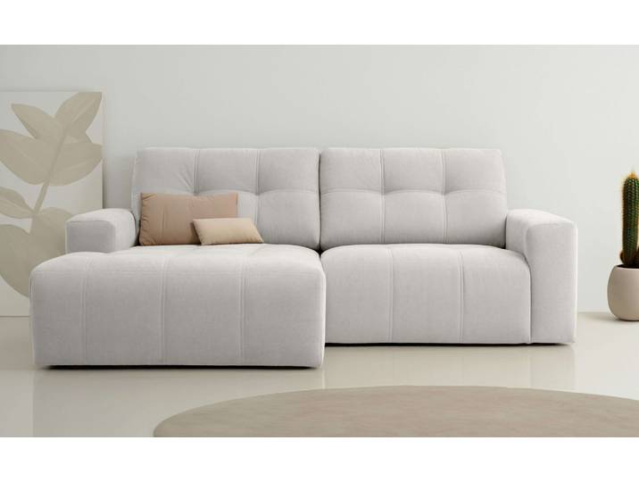 Ecksofa GOODPRODUCT Turnon, Lounge-sofa, Breite 221 cm , beige (creme), B:221cm H:84cm T:153cm, 100% Polyester, Sofas, Ecksofa, Chenille, mit Knopf- und Doppelsteppung, elegantes Aussehen