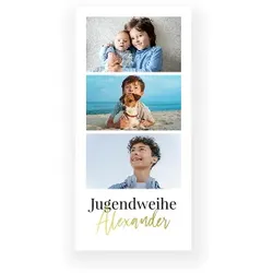 Einladungskarte Jugendweihe: Goldmomente mit Fotos