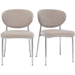 Stoffstühle mit Samtoptik taupe und verchromtem Metall (2er-Set) BREKA