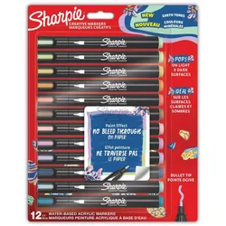 Sharpie Kreativmarker Rundspitze Acryl Erd Farben 12er Blister