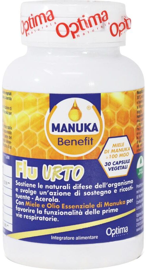OPTIMA NATURALS Srl Manuka Benefit Flu Urto - Integratore per le Vie Respiratorie - 30 Capsule