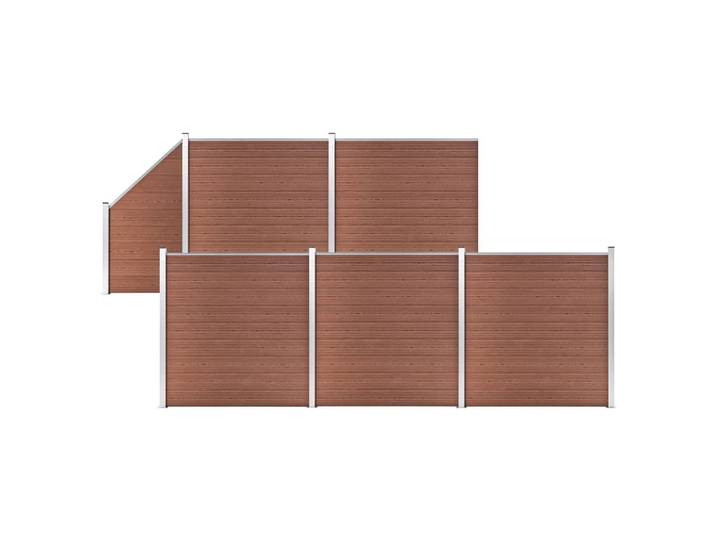 vidaXL WPC Zaun-Set 5 Quadrate + 1 Schräge 965x186 cm Braun