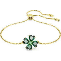 Swarovski Idyllia Armband, Verschiedene Schliffe, Kleeblatt, Grün, Goldlegiert, Größe M