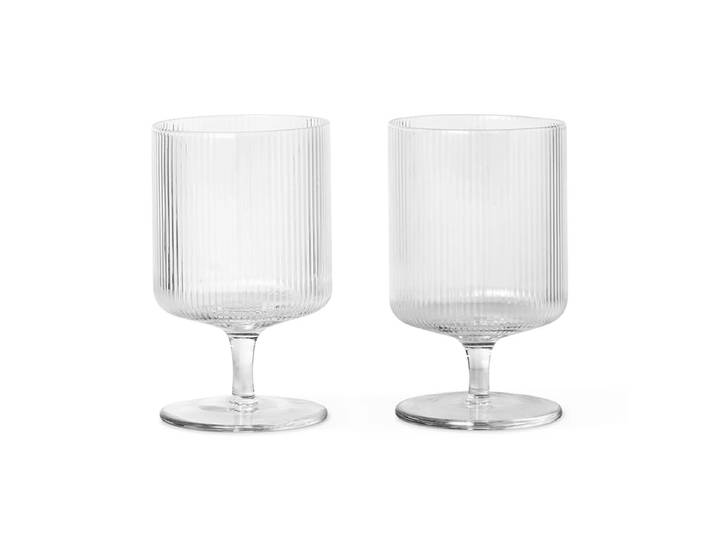 Ferm Living - Ripple Weinglas, klar (2er-Set)