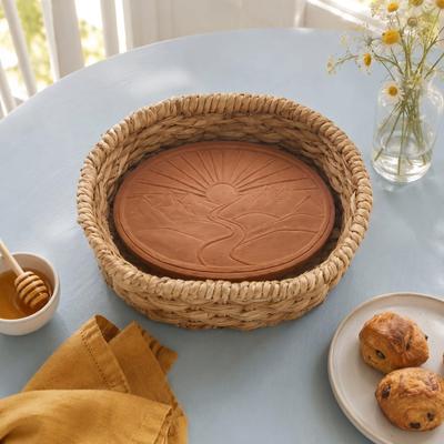 Eangee Home Design Bread Warmer Oval Mid-Century Landscape Unlidded Natural