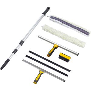 VERMOP Fensterreinigungsset TopLock, für Glas, mit Einwascher, Abzieher, Teleskopstiel & Schaber