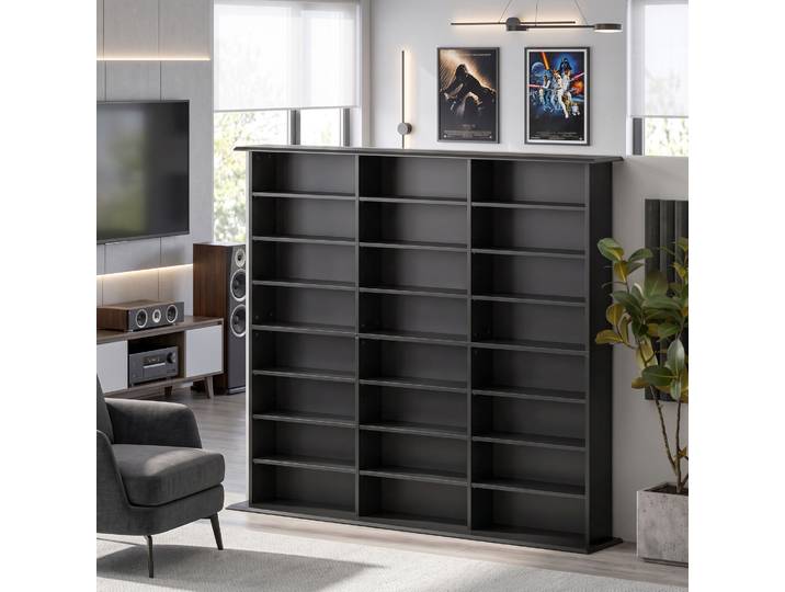 HOMCOM Étagère Multimédia 24 Compartiments 1032 CDs Noir