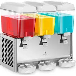 Royal Catering Getränkespender 54L Bpa Frei Kaltgetränke Dispenser Limonade 3 Tanks Barbutler, Getränkespender, Schwarz, Silber, Weiss