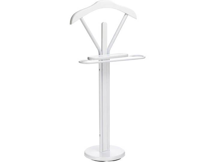 Valet de Chambre Matteo - Porte-Vêtements en Bois Laqué Blanc et Métal avec Vide-Poche - Chevalet de Nuit pour Chambre à Coucher