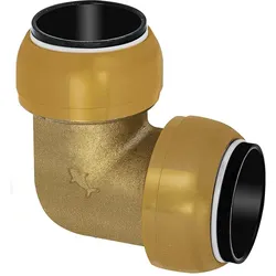 Riegler, Schlauchanschluss + Schlauchverbinder, Winkelverbinder 90°, Messing, »sharkbite«, für Rohr-Aussen-Ã ̧ 54 mm