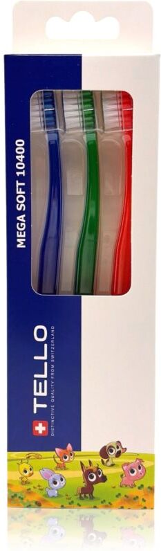 TELLO Kids 10400 Mega Soft brosses à dents pour enfant 2-7 3 pcs