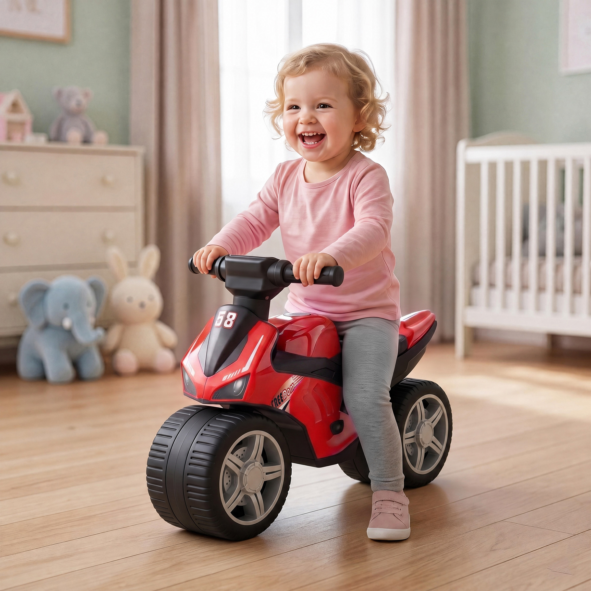 Aiyaplay Balance Bike Senza Pedali con Musica per Bambini 18-36 Mesi, Rosso   Aosom Italy