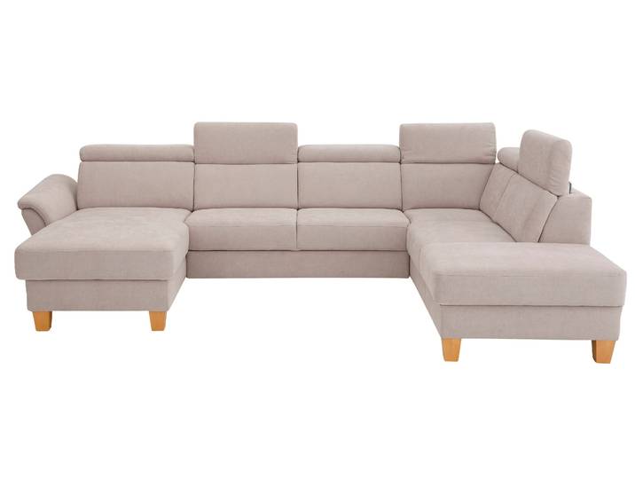 Wohnlandschaft, Luxus-Microfaser Euphoria, Grau, 322×217 cm, U-Form, Bettfunktion & Bettkasten, Klassisch, Home-affaire