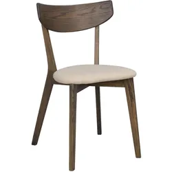 Stuhl Ami Eiche 2er Set aus massiver Eiche, skandinavisch gepolstert, Braun / Sand, robust und FSC-zertifiziert