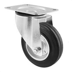 WAGNER Soft-Lenkrolle - Ø 125 mm, Stahl Felge verzinkt, Vollgummi, Anschraubplatte, Tragkraft 100 kg - 04612401
