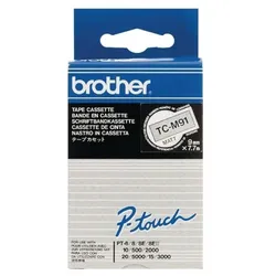 Brother TC-M91 Authentic Schriftband Selbstklebend Schwarzer Druck auf Transparent 9 mm x 7.7m