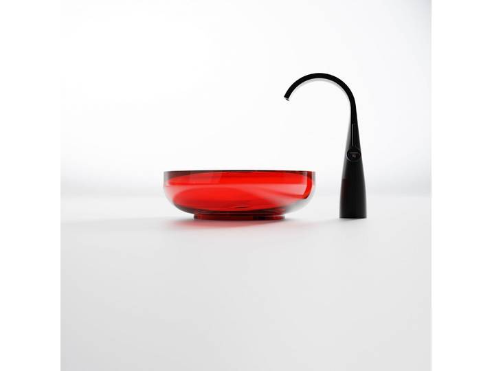 Steinberg Serie 489 Aufsatzwaschtisch, rund, aus Polyresin, mit Ablaufstopfen, 400x400x140mm, 489601034