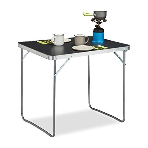 Relaxdays inklapbare campingtafel met MDF-blad, zilver/grijs, B/D/H: 80 x 60 x 70 cm