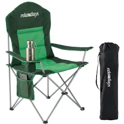 Relaxdays Faltbarer Camping Stuhl Dunkelgrün,Grün,Silber