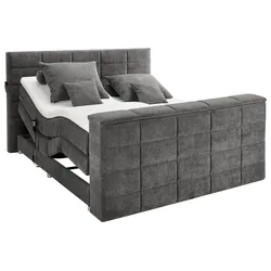 Boxspringbett Denver Grau ca. 180x200 cm mit Topper