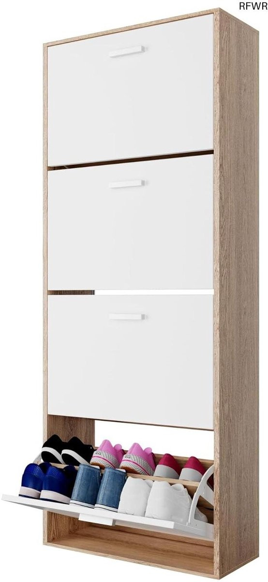 RFWR Schoenenkast voor 24 paar - Smalle moderne opberger voor hal of entree - B/D/H: 60 x 24 x 150 cm