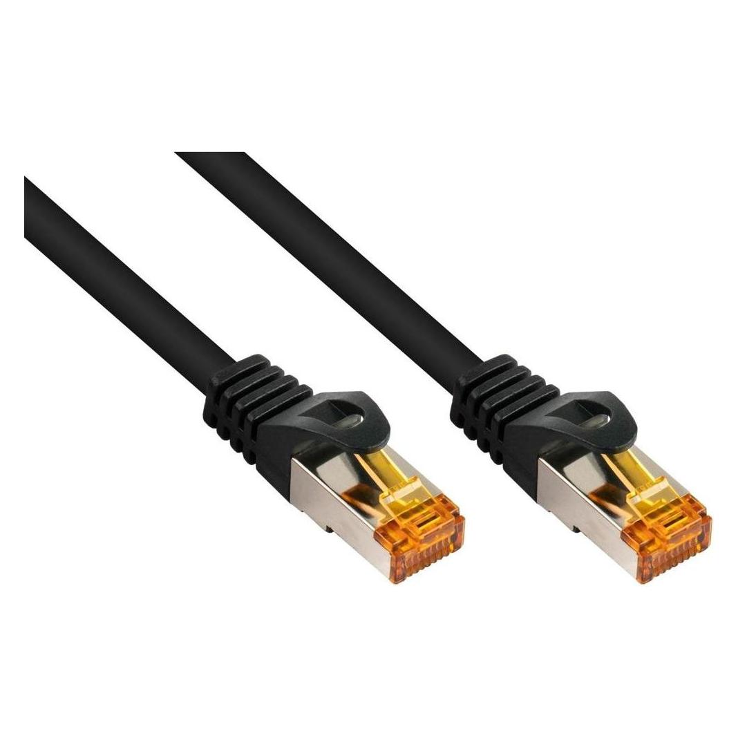 Varia RJ45 Patchkabel Cat. 7 TPE schwarz 1m für Gigabit-Netzwerke (S/FTP, CAT7, 1 m) (419464)