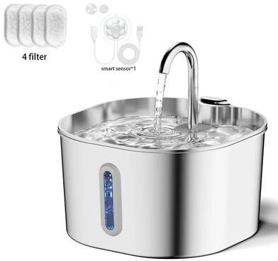 Uplifted Finds 2.2L Stainless Steel Automatic Cat Water Fountain With Visual Window c