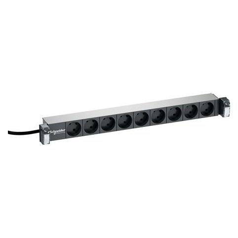 LK Powerpanel Actassi 19" 1HE9 stk. stik 2 pol med jord, farve: koksgrå med Quick Fix (VDIG161941)