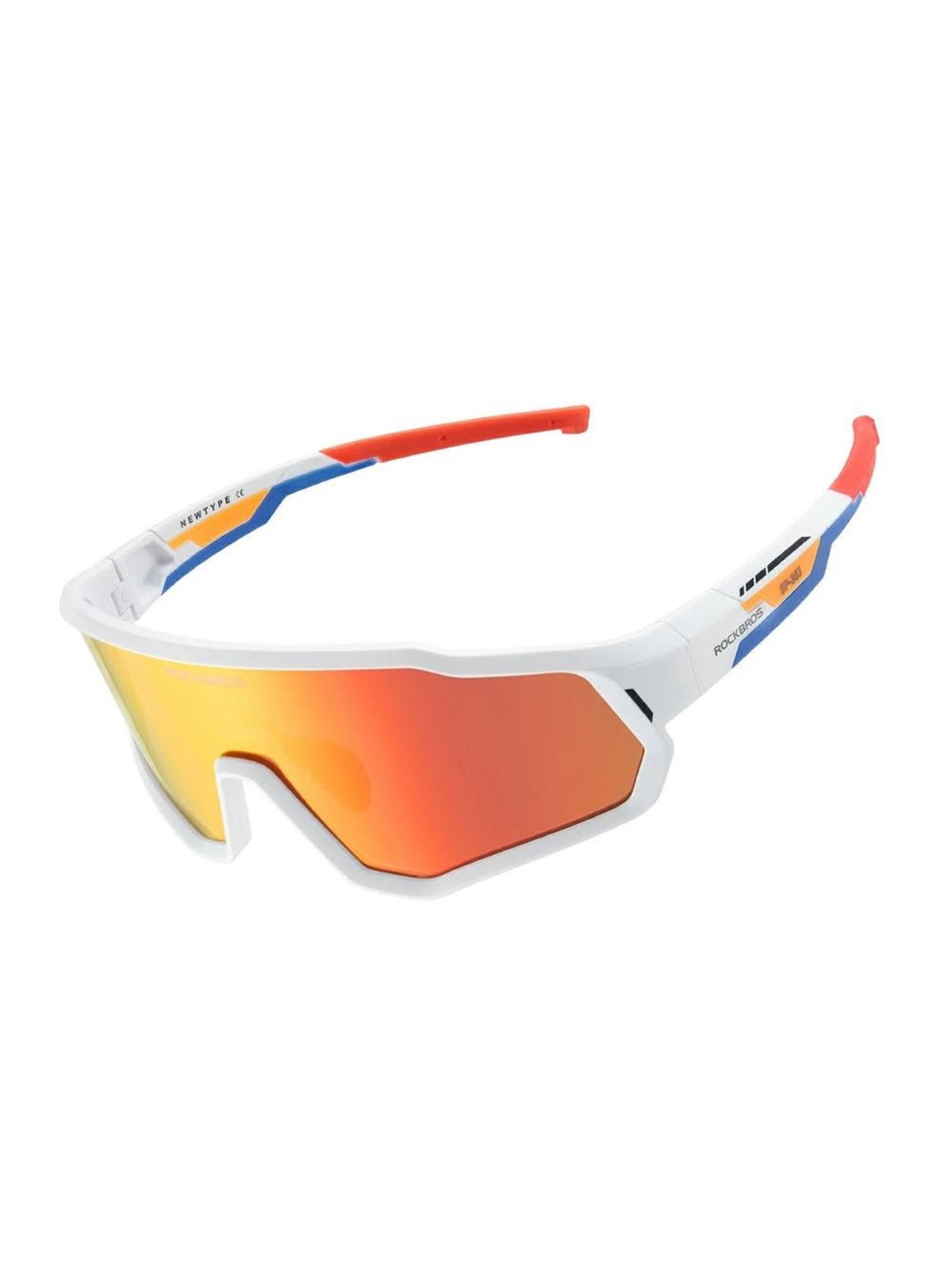 Rockbros SP383 Shining Warrior Cycling Glasses - Matte White Frame Polarized Red Lenses