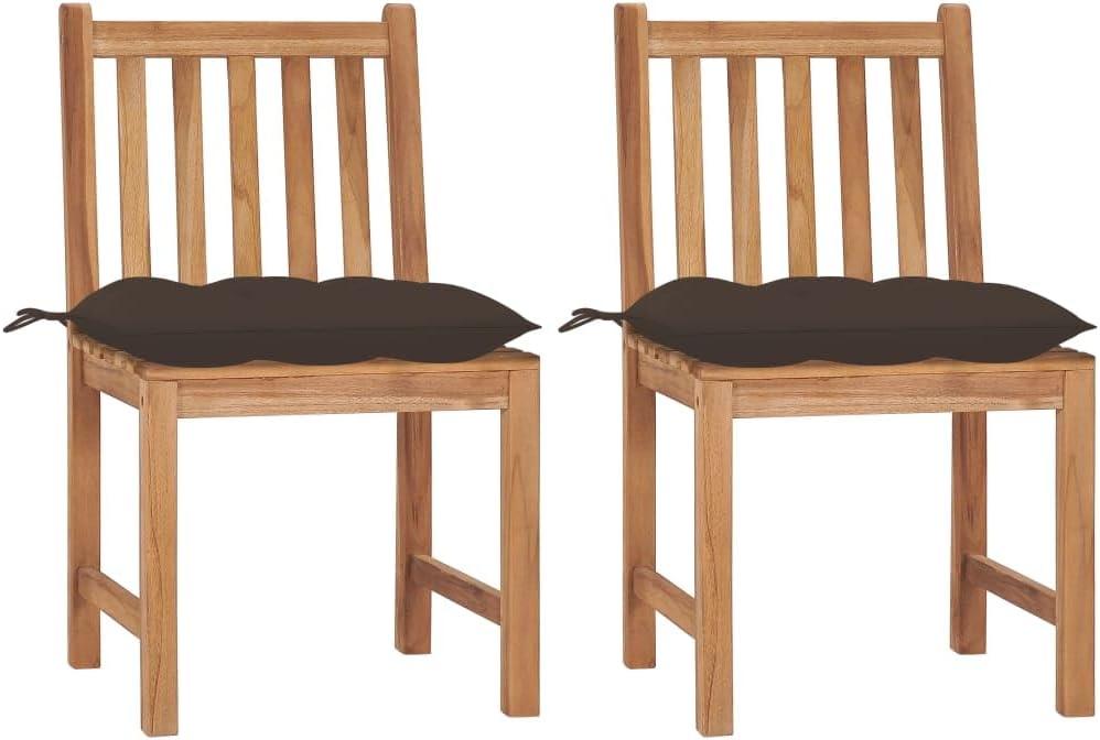 2 Gartenstühle aus massivem Teakholz mit Kissen