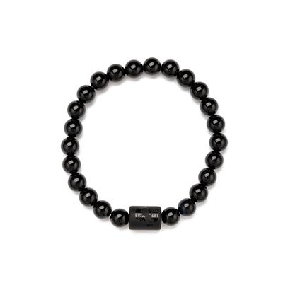 Armband FIRETTI "Schmuck Geschenk Armschmuck Armkette Edelstein Sternzeichen", schwarz (schwarz, schwarz, blau), Armbänder, Damen, 20cm, Fische, Silikon Stein, Silikon, Stein, Armband, Made in Germany - mit Onyx und Geburtsstein