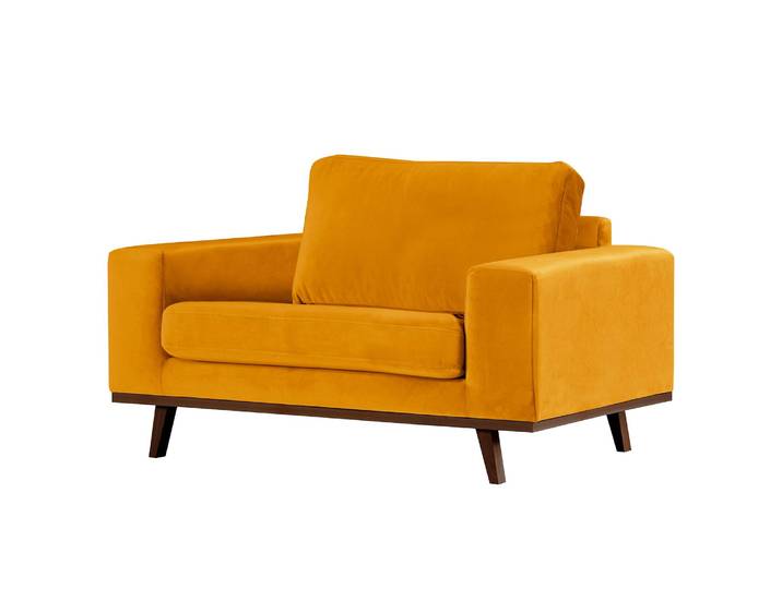 Fauteuil Jaune/Jaune moutarde Velours Sadia Hêtre foncé 122 x 81 x 88cm