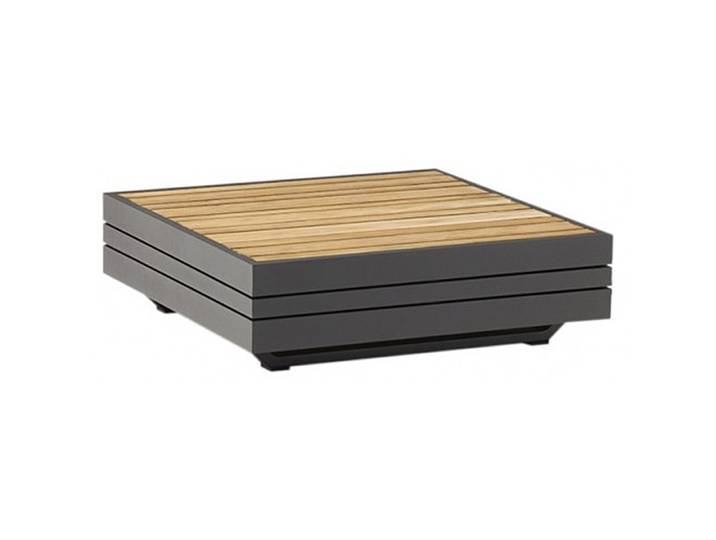 Zebra Cubo Lounge Kaffeetisch Aluminium graphite, Teaktischplatte
