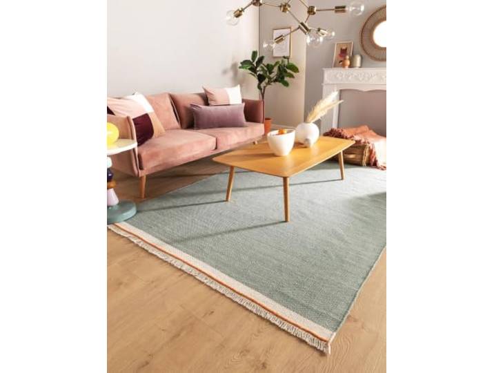Tapis en laine benuta Karla Pop - Menthe 200 x 300 cm - Coton\, laine - Rectangulaire et style : Uni\, Hygge & Confort\, Minimaliste - Facile d'entretien pour salon\, chambre à coucher