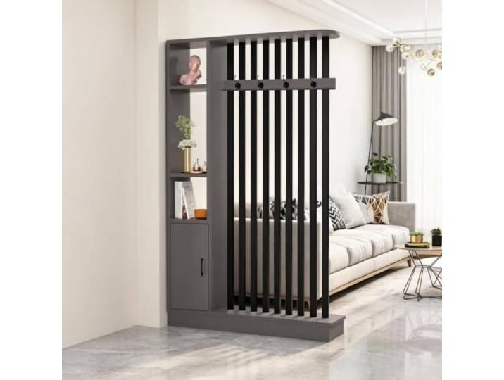 Raumteiler mit Regalen, Trennwand für den Eingangsbereich,gray-202x120x24cm raumtrenner Regal freistehender Raumteiler mit Ablagefach, freistehende Dekoration für Schlafzimmer,gray-202x120x24cm