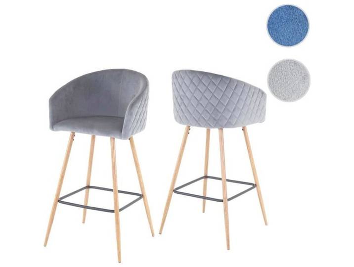 MCW 2x tabouret de bar MCW-D72 chaise avec dossier tissu ~ velours gris
