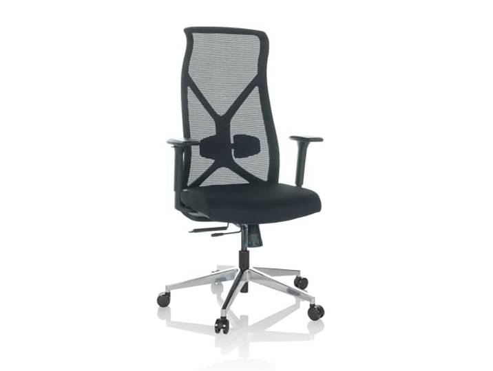 hjh OFFICE Profi Bürostuhl AZURRO B Stoff Drehstuhl ergonomisch, Netzrücken, Flexible Lordosenstütze, Schwarz, 751014