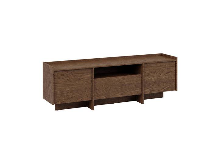 Petits-meubles Tv-Möbel Japandi Dunkles Holz, Braun, Holzwerkstoff, 175x57x38 cm, Wohnzimmer, TV Möbel, Lowboards, Lowboards stehend