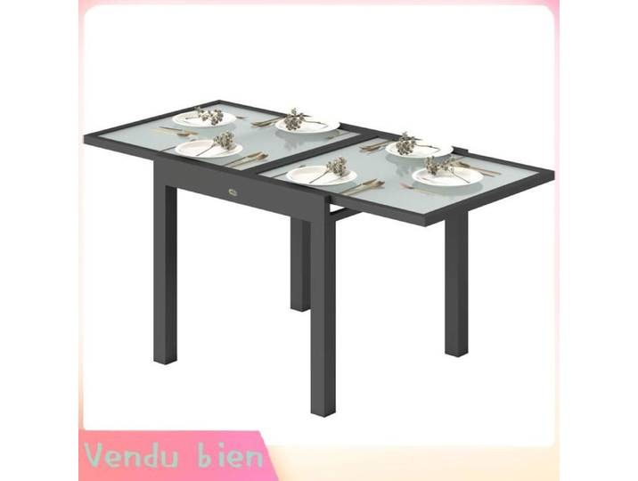 LIA Table jardin extensible alu verre trempé transparent 160x80x75cm