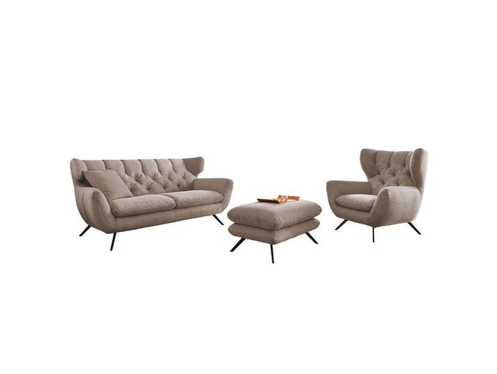 Kawola Sitzgruppe Charme Taupe Cord, Textil, 225x94x95 cm, Wohnzimmer, Sofas & Couches, Sitzgarnituren