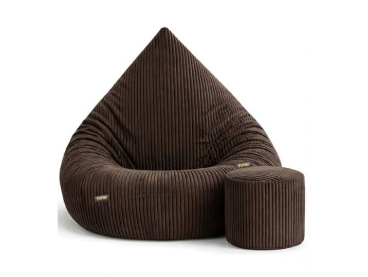 Slevobox Sitzsack mit Hocker 95x95x120cm - Cord XXL Sitzsack Erwachsene mit Füllung - Bean Bag - Schlafzimmer und Wohnzimmer Möbel - Indoor Sitzsäcke - Lounge Sessel