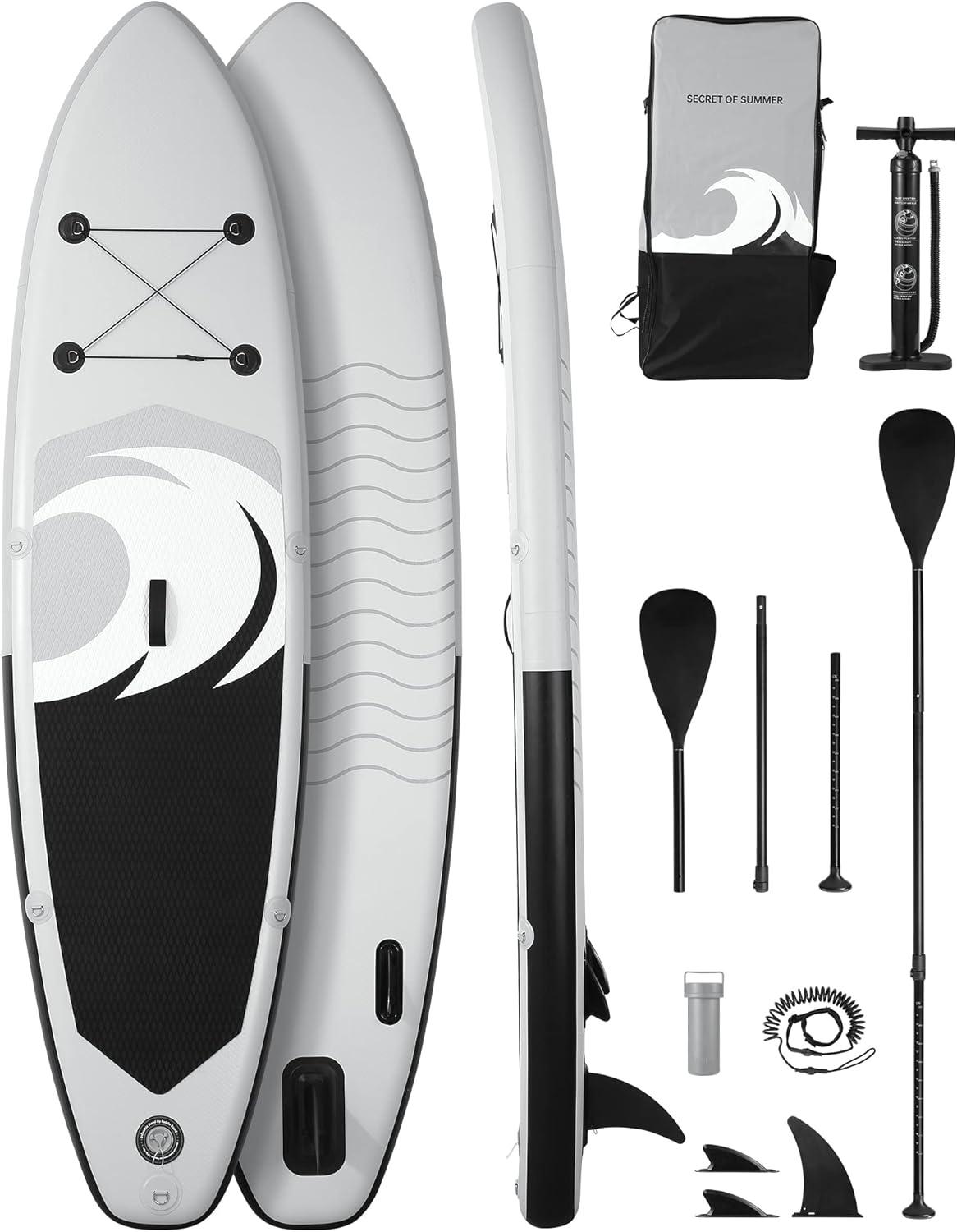 Aufblasbares Paddleboard, Stand-Up-Paddleboard, SUP mit hochwertigem Zubehör und rutschfester Oberfläche, ISUP-Rucksack, Paddel und Pumpe, ideal für Yoga beim Angeln