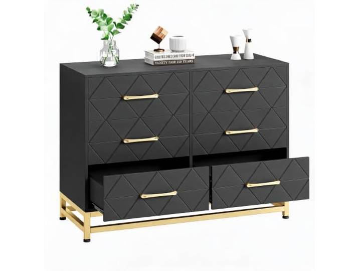 Zstar Schubladenkommode 6 Schubladen Holz TV-Schrank Schwarz Vielseitige Kommode mit Stauraum für Schlafzimmer, Wohnzimmer und Kinderzimmer – ideal als Aufbewahrung