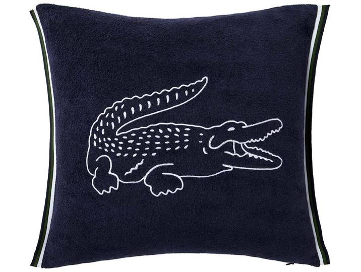 Dekokissen LACOSTE LBREAK , blau (marine), B:45cm L:45cm, Baumwolle, Polyester, Dekokissen_Sitzkissen_Kissenhüllen, Dekokissen, Mit Lacoste-Krokodil in weisser Stickerei