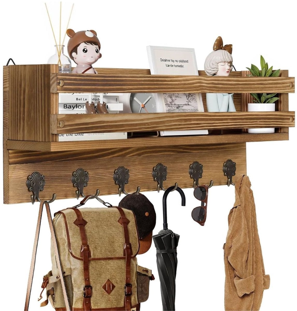 CLVP Wandkapstok met Hoedenplank - Bruin